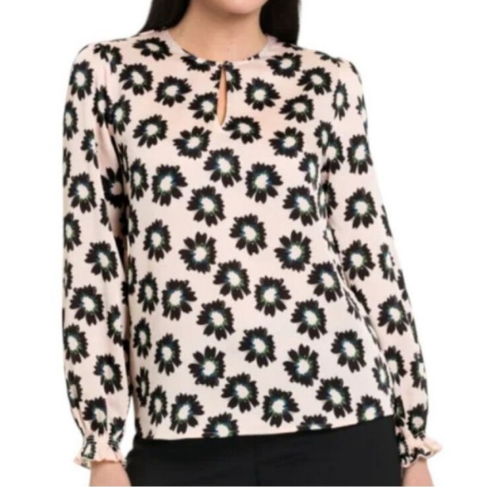 Ted Baker Floral Print Blouse Light Pink | Size Large